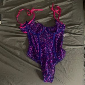 savage x fenty body suit pink and purple size extra small